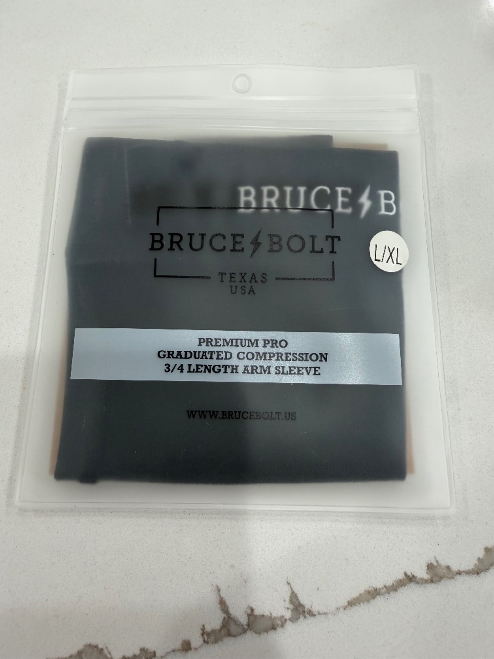 Bruce Bolt Compression Sleeve- Black L/XL (Baseball, Softball, Football, Soccer)